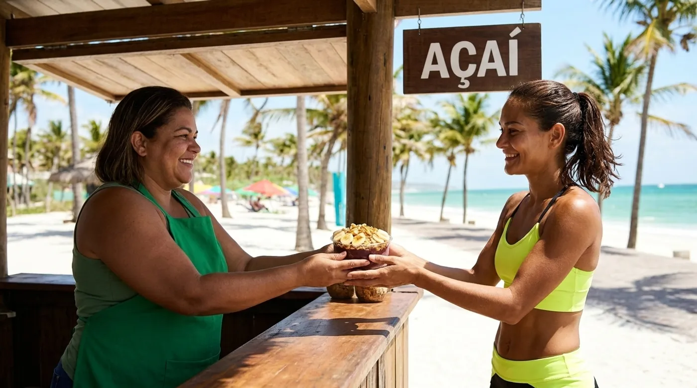 Parceiro entregando o açaí com desconto